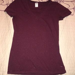 Maroon specked v-neck